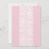 ベビーシャワーピンクレース金ゴールドグリッターボウガール招待状 招待状 (裏面)