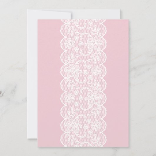 ベビーシャワーピンクレース金ゴールドグリッターボウガール招待状 招待状 (裏面)