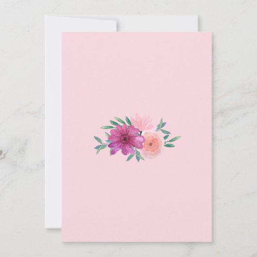 ベビーシャワーピンク水彩フローラ 招待状 (裏面)