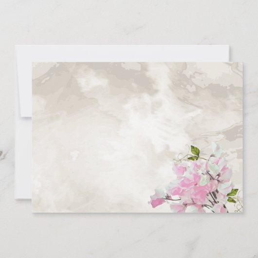 ベビーシャワーピンク甘いエンドウ豆ヴィンテージメイソンジャー 招待状 (裏面)