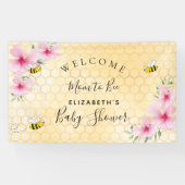 ベビーシャワーピンク花模様ハニカムママへ 横断幕 (横)