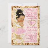 ベビーシャワーピンク&金ゴールド 招待状 (正面)