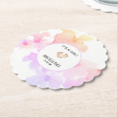 *~*ベビーシャワーピーチピンクフローラソフトウォーター色 ペーパーコースター (アングル)