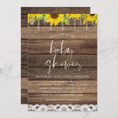 ベビーシャワーファームハウス素朴サンフラワー 招待状 (正面/裏面)