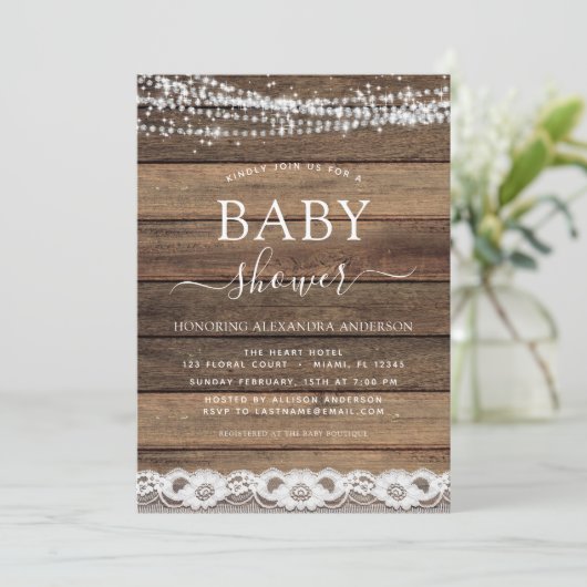 ベビーシャワーファームハウス素朴レース 招待状 (スタンド正面)