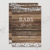 ベビーシャワーファームハウス素朴レース 招待状 (正面/裏面)