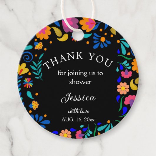 ベビーシャワーフィエスタメキシカンピースラウンドギフトラベル フェイバータグ (正面)