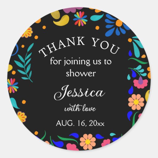 ベビーシャワーフィエスタメキシコパーティーの好意ステッカー ラウンドシール (正面)