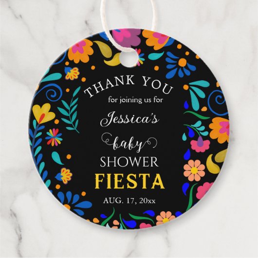 ベビーシャワーフィエスタメキシコパーティーラウンドメッセージカード フェイバータグ (正面)