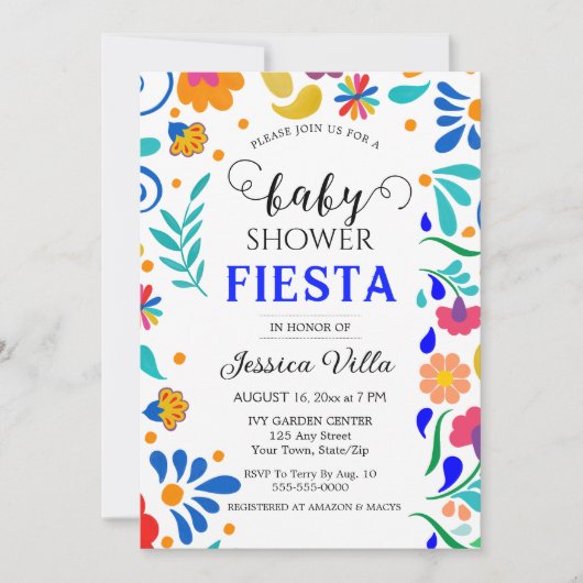 ベビーシャワーフィエスタメキシコフォークパーティの招待状 招待状 (正面)