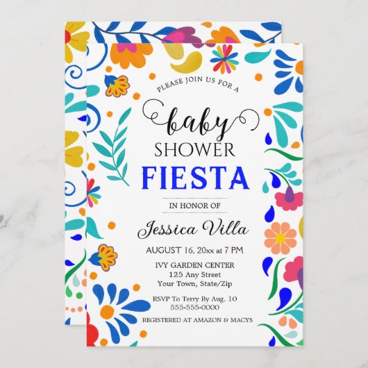 ベビーシャワーフィエスタメキシコフォークパーティの招待状 招待状 (正面/裏面)