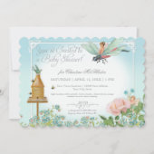 ベビーシャワーフェアリーガーデンビーズドラゴンフライバラアート 招待状 (正面)