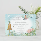 ベビーシャワーフェアリーガーデンビーズドラゴンフライバラアート 招待状 (スタンド正面)