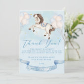 ベビーシャワーフェアリーポニースターブルーバルーン サンキューカード (スタンド正面)