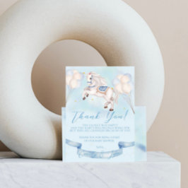 ベビーシャワーフェアリーポニースターブルーバルーン サンキューカード