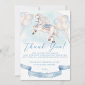 ベビーシャワーフェアリーポニースターブルーバルーン サンキューカード (正面)