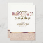 ベビーシャワーフェイクバラ金ゴールドシャンパン招待状 招待状 (正面/裏面)