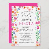 ベビーシャワーフェスタフローラピンクパーティの招待状 招待状 (正面/裏面)