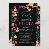 ベビーシャワーフェスタフローラピンクパーティの招待状 招待状 (正面/裏面)