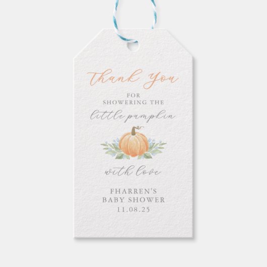 ベビーシャワーフェルトタグ | リトルパンプキン ギフトタグ (正面)