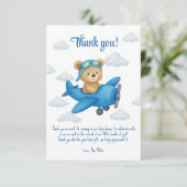 ベビーシャワーフラットサンキューカードとテディベア サンキューカード (スタンド正面)