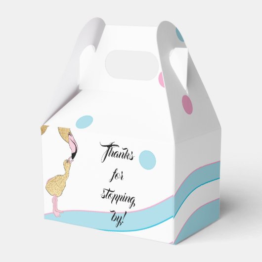 ベビーシャワーフラミンゴママ&ベビー フェイバーボックス (裏面サイド)