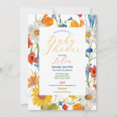 ベビーシャワーフラワーサマーカラーフラワーパーティー 招待状 (正面)