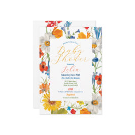 ベビーシャワーフラワーサマーカラーフラワーパーティー 招待状
