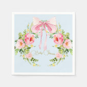 ベビーシャワーフローラクレジェンシーボウピンクブルー スタンダードカクテルナプキン (正面)