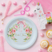 ベビーシャワーフローラクレジェンシーボウピンクブルー ペーパープレート (パーティー)