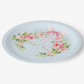 ベビーシャワーフローラクレジェンシーボウピンクブルー ペーパープレート (アングル)