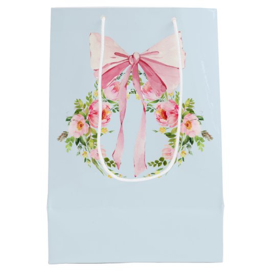 ベビーシャワーフローラクレジェンシーボウピンクブルー ミディアムペーパーバッグ (裏面)