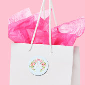 ベビーシャワーフローラクレジェンシーボウピンクブルー ラウンドシール