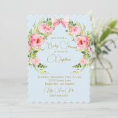 ベビーシャワーフローラクレジェンシーボウピンクブルー 招待状 (スタンド正面)