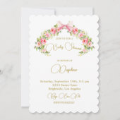 ベビーシャワーフローラクレジェンシーボウピンク 招待状 (正面)