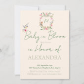 ベビーシャワーフローラクレストモノグラム男女兼用 招待状 (正面)