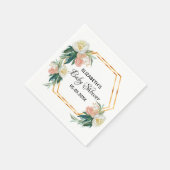 ベビーシャワーフローラサンゴ金ゴールド幾何学的バラ スタンダードカクテルナプキン (角)