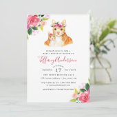 ベビーシャワーフローラスイートママとベビー猫 招待状 (スタンド正面)