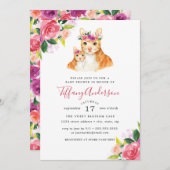 ベビーシャワーフローラスイートママとベビー猫 招待状 (正面/裏面)