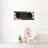 ベビーシャワーフローラストライプ白黒2.5 x 6 横断幕 (インサイチュ)