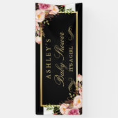 ベビーシャワーフローラストライプ白黒2.5 x 6 横断幕 (縦)