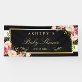 ベビーシャワーフローラストライプ白黒2.5 x 6 横断幕 (横)