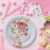 ベビーシャワーフローラバニーラビットキュートモダン ペーパープレート (パーティー)