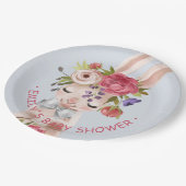 ベビーシャワーフローラバニーラビットキュートモダン ペーパープレート (アングル)