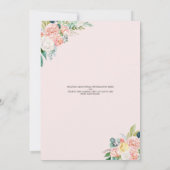 ベビーシャワーフローラバラ金ゴールドピンク赤面タイポグラフィ 招待状 (裏面)