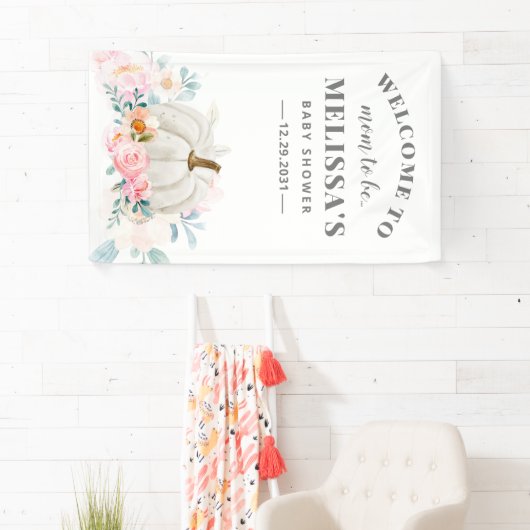 ベビーシャワーフローラピンクローゼズカボチャ 横断幕 (インサイチュ)