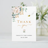 ベビーシャワーフローラユーカリ緑エレガント蜂 サンキューカード (スタンド正面)