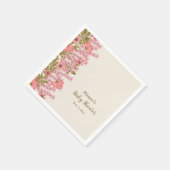 ベビーシャワーフローラワイルドフラワーかわいらしボホピンク スタンダードカクテルナプキン (角)