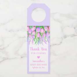 ベビーシャワーフローラ春ラベンダーチューリップグリーン ボトルネックタグ