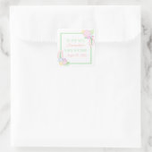 ベビーシャワーフローラ正方形ステッカー、光沢 スクエアシール (バッグ)